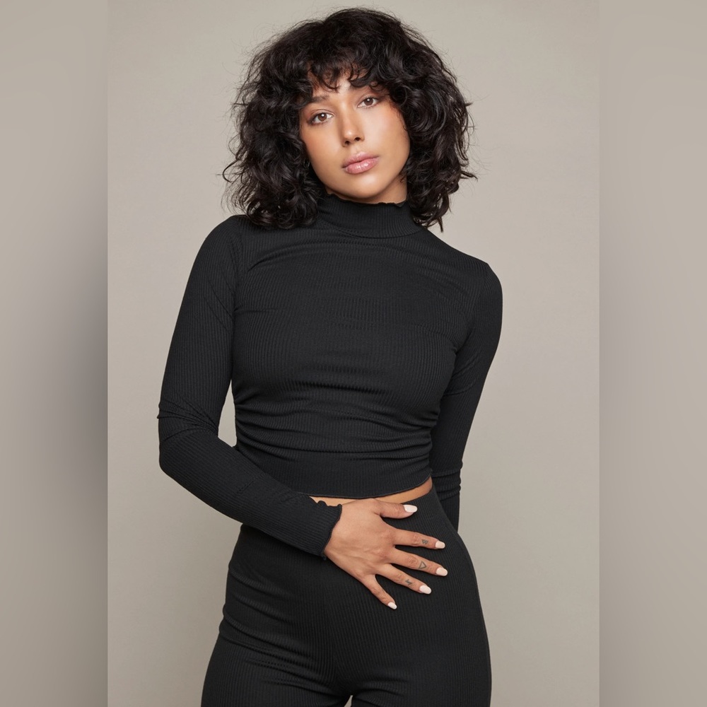 NWT Sunday Ritual Black Kelly Mock Neck Top